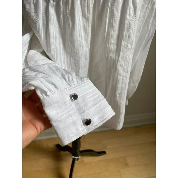 Ted Baker BNWOT white blouse "Silais" double frill sz 4 (US Large) long sleeve - Picture 5 of 8